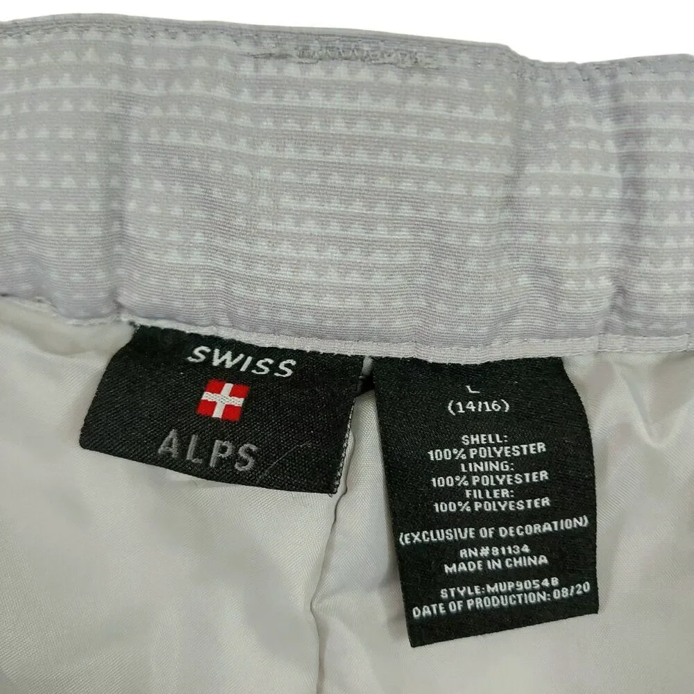 Swiss ALPS Cargo Snow Pants Youth Large 14/16 Gray Insulated Ankle Zip Winter